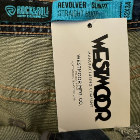 NEW Rock & Roll Denim Men's Revolver Slim Fit Straight Boot Jeans (32x34) - Picture 9 of 9